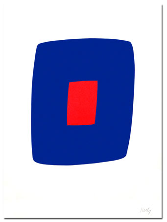 Ellsworth Kelly - Dark Blue With Red Vi.7 - Limited Edition Lithograph on Rives BFK paper