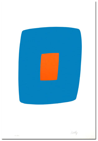 Ellsworth Kelly - Light Blue With Orange Vi.11 - Limited Edition Lithograph on Rives paper