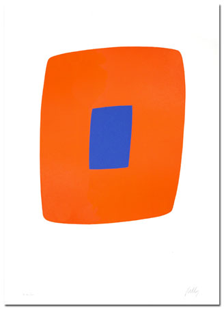 Ellsworth Kelly - Orange With Blue Vi.9 - Limited Edition Lithograph on Rives paper
