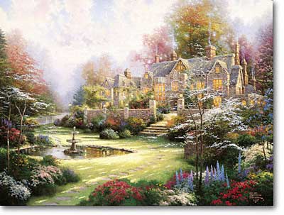 Thomas Kinkade - Gardens Beyond Spring Gate Spring Gate III - Limited Edition Offset Lithograph on Canvas
