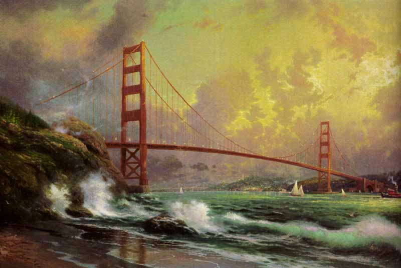 Thomas Kinkade - San Francisco, Golden Gate Bridge - Limited Edition Offset Lithograph