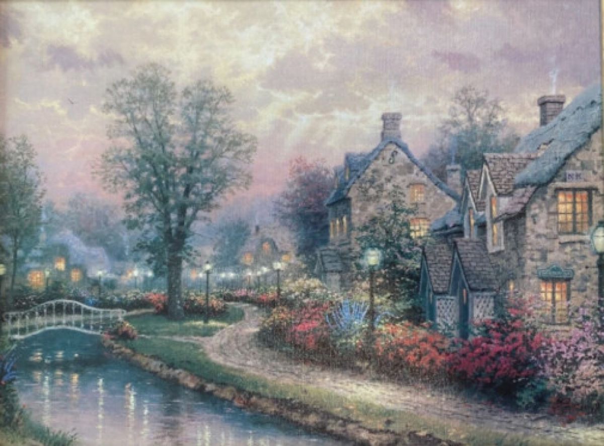 Thomas Kinkade - Lamplight Lane I - Limited Edition Offset Lithograph on Canvas