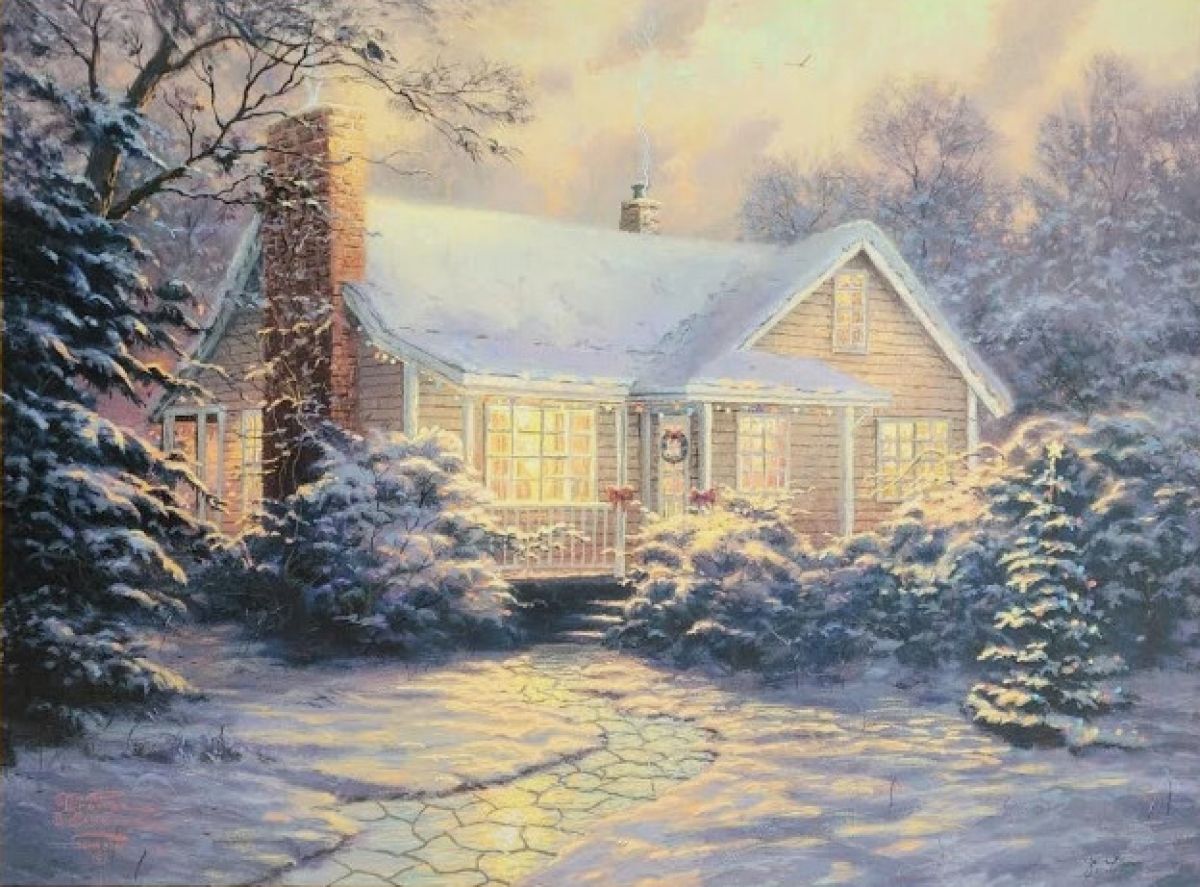 Thomas Kinkade - The Christmas Cottage - Limited Edition Offset Lithograph on Canvas
