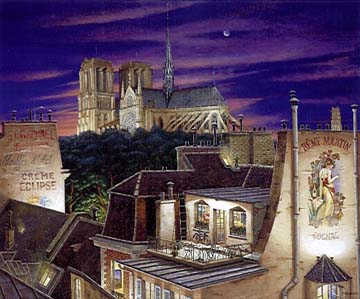Liudmila Kondakova - Notre Dame At Dusk - Limited Edition Serigraph on Canvas