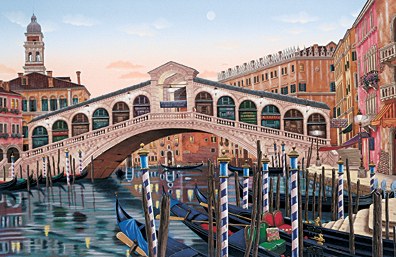 Liudmila Kondakova - Rialto Bridge At Sunset - Limited Edition Serigraph on Canvas
