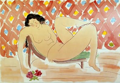 Muramasa Kudo - Reclining with Roses - Limited Edition Serigraph