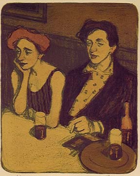 Malcolm Liepke - Couple In Cafe - Limited Edition Lithograph
