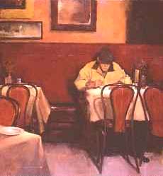 Joseph Lorusso - Dining Alone - Limited Edition Mixed Media on Clay Board