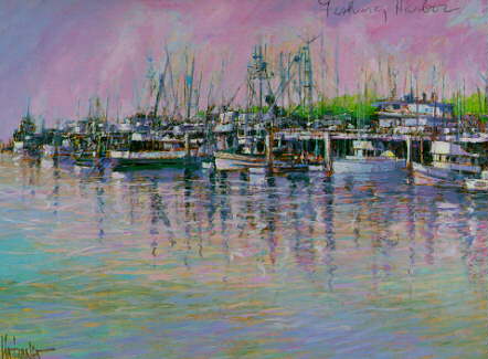 Aldo Luongo - Fishing Harbor - Limited Edition Serigraph