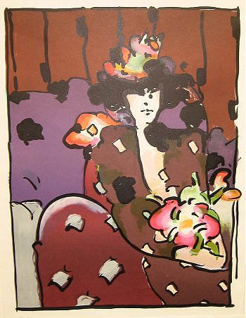 Peter Max - Brown Lady With Vase - Limited Edition Lithograph