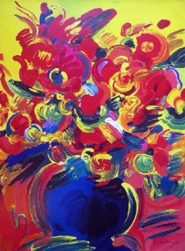 Peter Max - Red Flowers - Limited Edition Lithograph