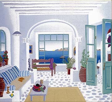 Thomas McKnight - Mykonos Bar - Limited Edition Serigraph on Canvas