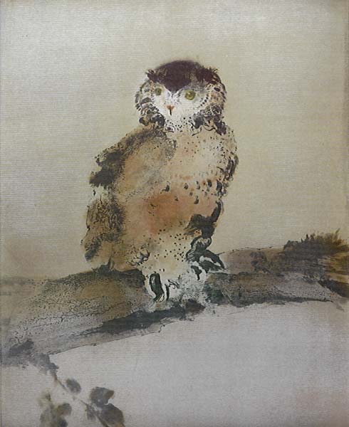 Kaiko Moti - Owl II - Limited Edition Aquatint Etching