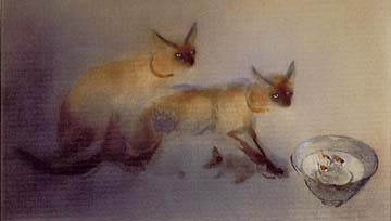 Kaiko Moti - Siamese Cats II - Limited Edition Aquatint Etching