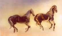Kaiko Moti - Two Horses - Limited Edition Aquatint Etching