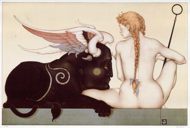 Michael Parkes - Dark Sphinx - Limited Edition Stone Lithograph