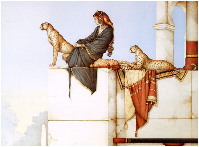 Herndon Fine Art offers authenticated Michael Parkes fine art, including rare hand-signed limited edition stone lithographs, Magical Realism oil paintings, and bronze sculptures.