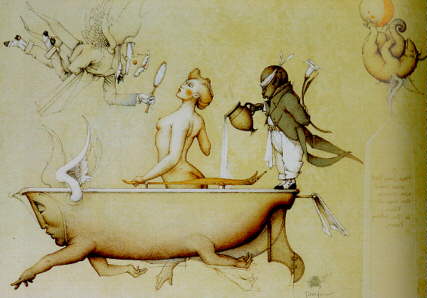 Michael Parkes - Running The Bath - Limited Edition Stone Lithograph