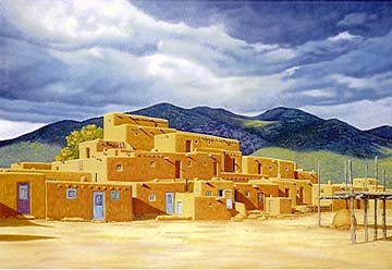 Lorna Patrick - Approaching Storm over Taos Pueblo - Limited Edition Serigraph
