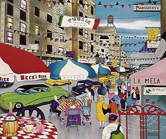 Linnea Pergola - Afternoon In Little Italy - Limited Edition Serigraph