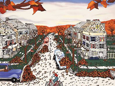Linnea Pergola - Center Avenue In Fall - Limited Edition Serigraph
