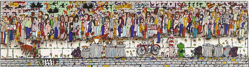 James Rizzi - Waiting On Line - 3-D Limited Edition Serigraph