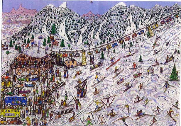 James Rizzi - Ski Weekend - 3-D Limited Edition Serigraph