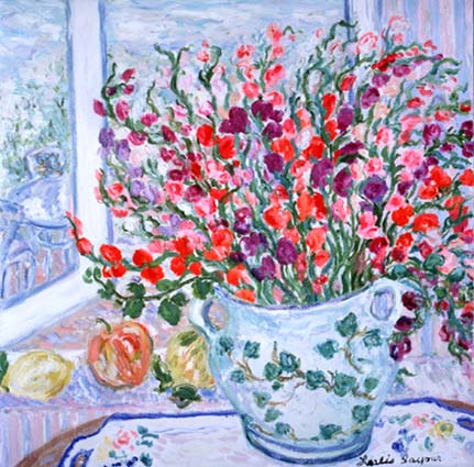Leslie Sayour - Sweet Peas - Limited Edition Serigraph