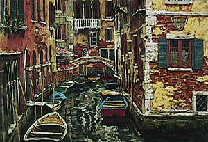 Viktor Shvaiko - Boats Of Venice - Limited Edition Enhanced Canvas