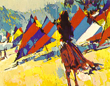 Nicola Simbari - Girl With Sailboats - Limited Edition Serigraph