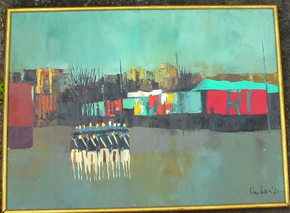 Nicola Simbari - Parade In Trastevere - Original Painting - Oil on Canvas