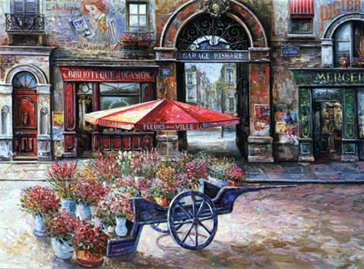 Vadik Suljakov - Fleurs de la Ville - Limited Edition Serigraph on Canvas