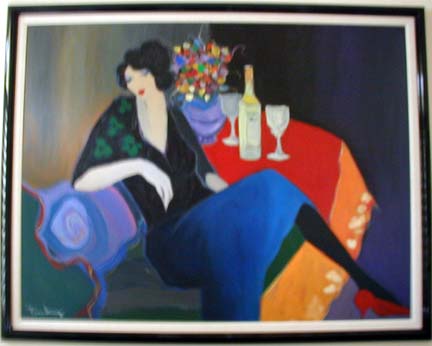 Itzchak Tarkay - Desiree - Original Painting - Acrylic on Canvas
