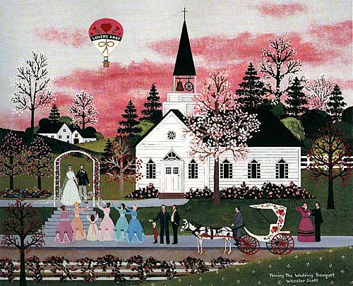 Jane Wooster Scott - Tossing the Wedding Bouquet - Limited Edition Lithograph