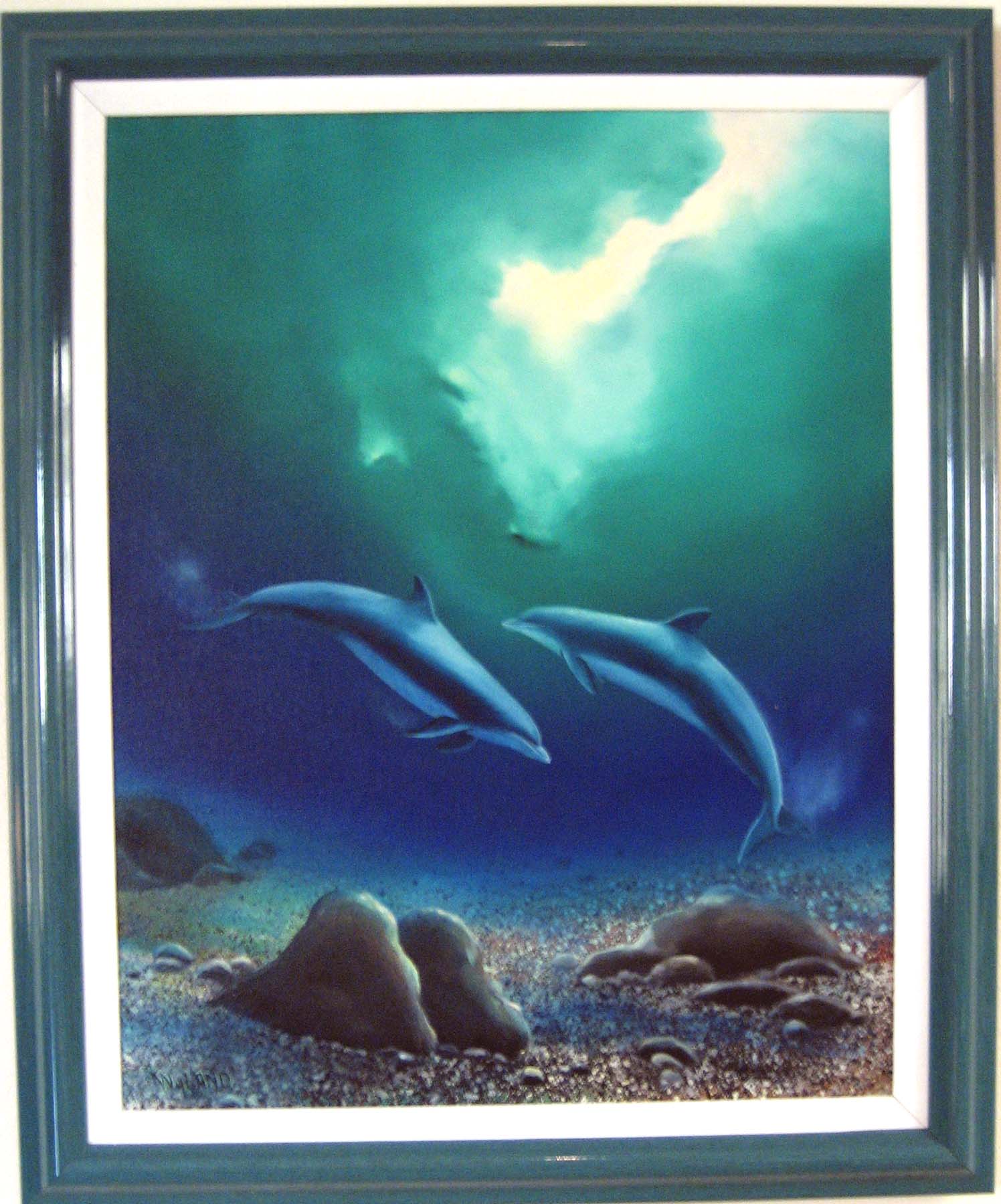 Wyland - Dolphins Together - Original Painting - Oil
