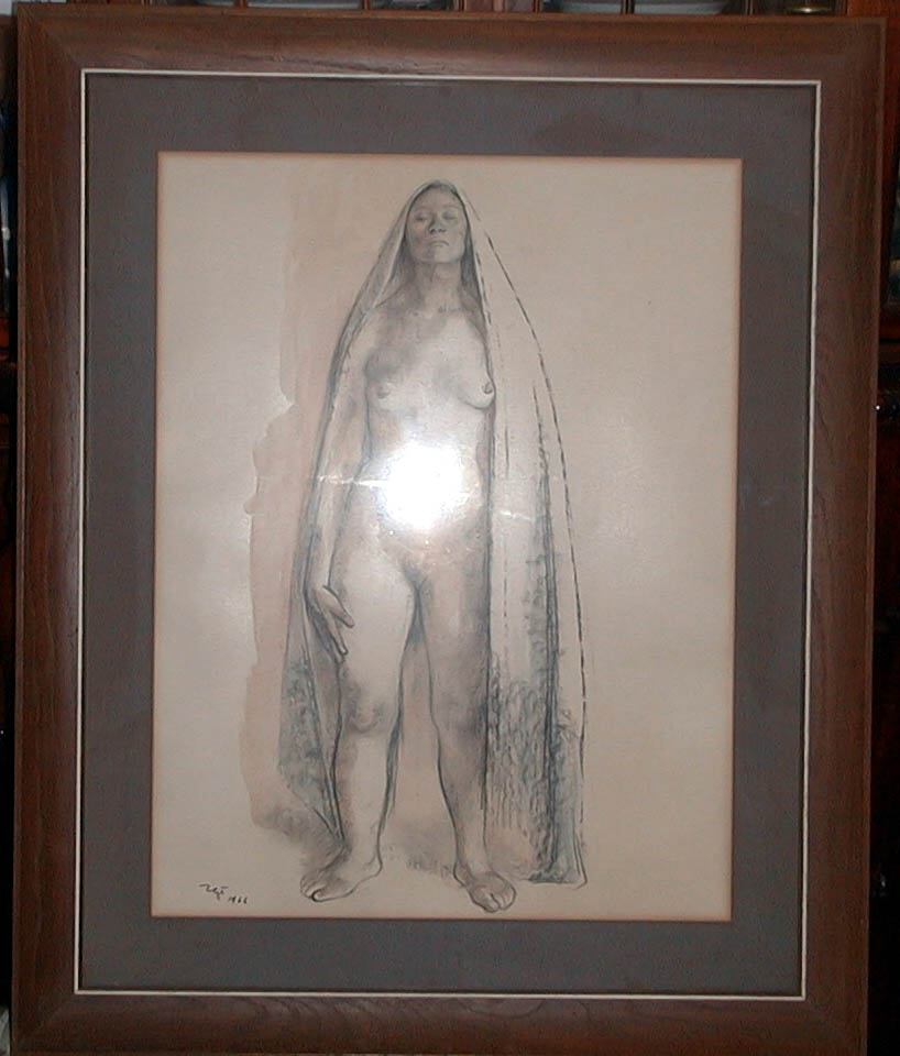 Francisco Zuniga - Untitled - Original Painting - Charcoal on Paper