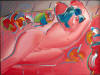 peter max reclining nude in red